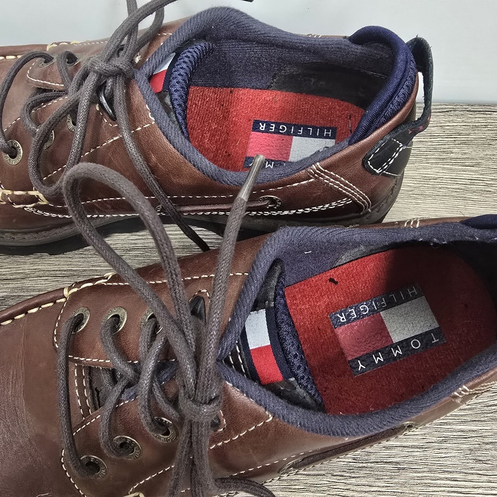 Tommy Hilfiger Brown Leather 90s Y2K‎ Chunky Shoes Mens Size 12 M - Picture 4 of 9